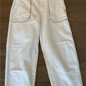Zara Cream-White High-Waist Pants